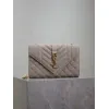 SAINT LAURENT Cassandra Envelope Crossbody Bag Set – Tan Leather-Suede & Black Velvet with Gold YSL Logo (Detachable Chain Strap) #A58774