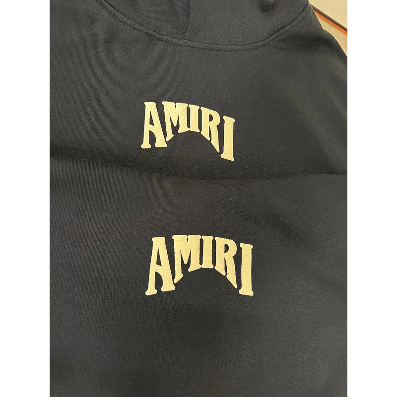 AMIRI Black Hoodie With Large Back Gold Logo And Ornate Design Elements #A54286
