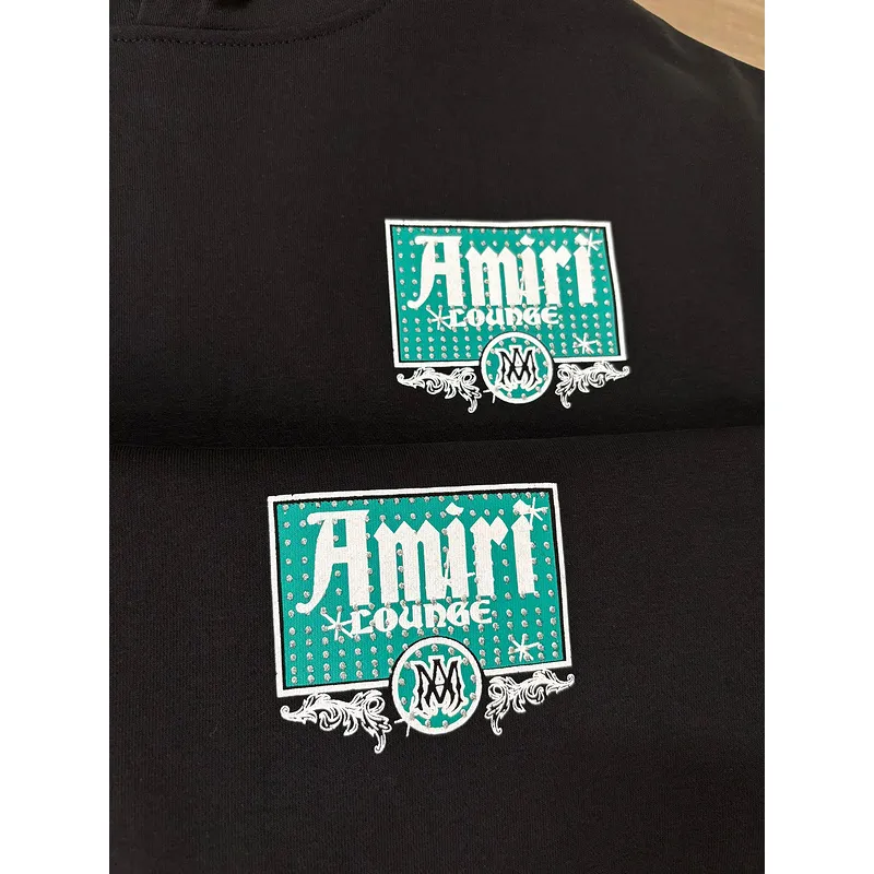 AMIRI Black Hoodie With Retro Lounge Graphic And Hollywood CA Details #A54288