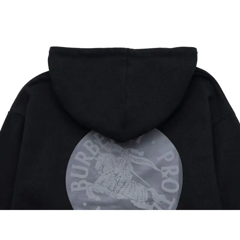 Burberry Black Hoodie With Iconic Equestrian Knight Logo And Classic Hooded Silhouette #A54430