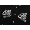 AMIRI Black Varsity Jacket With Intricate Embroidered Logos And Musical Note Accents #A54284