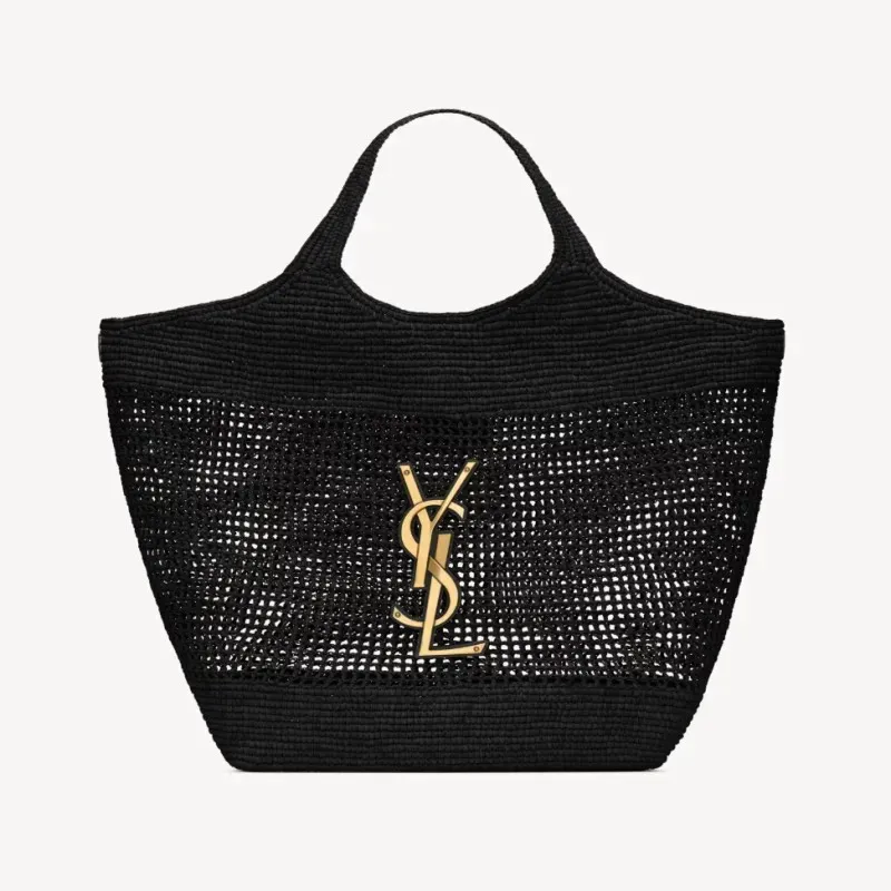 Saint Laurent  YSL ICARE in raffia in Black #A65734