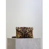 SAINT LAURENT Cassandra Envelope Crossbody Clutch – Leopard-Print Haircalf with Gold YSL Logo (Detachable Chain Strap) #A58783