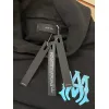 AMIRI Black Hoodie With Glittery Blue Back Logo And Brand Details #A54287 AMIRI Black Hoodie With Glittery Blue Back Logo And Brand Details #A54287