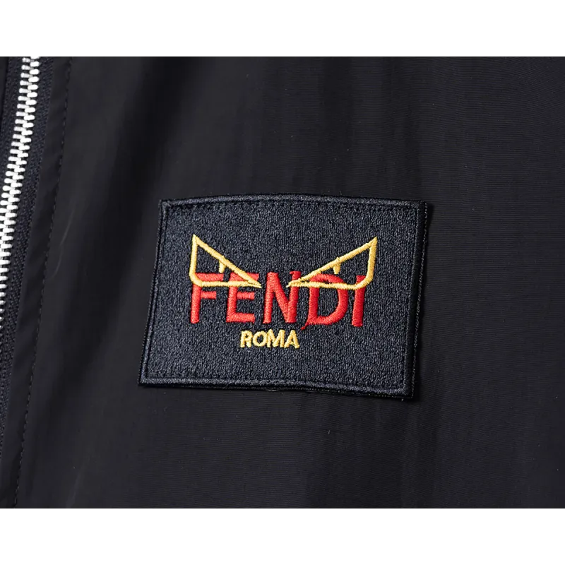 Fendi Mens Hooded Windbreaker Jacket with Embroidered Logo #A54234
