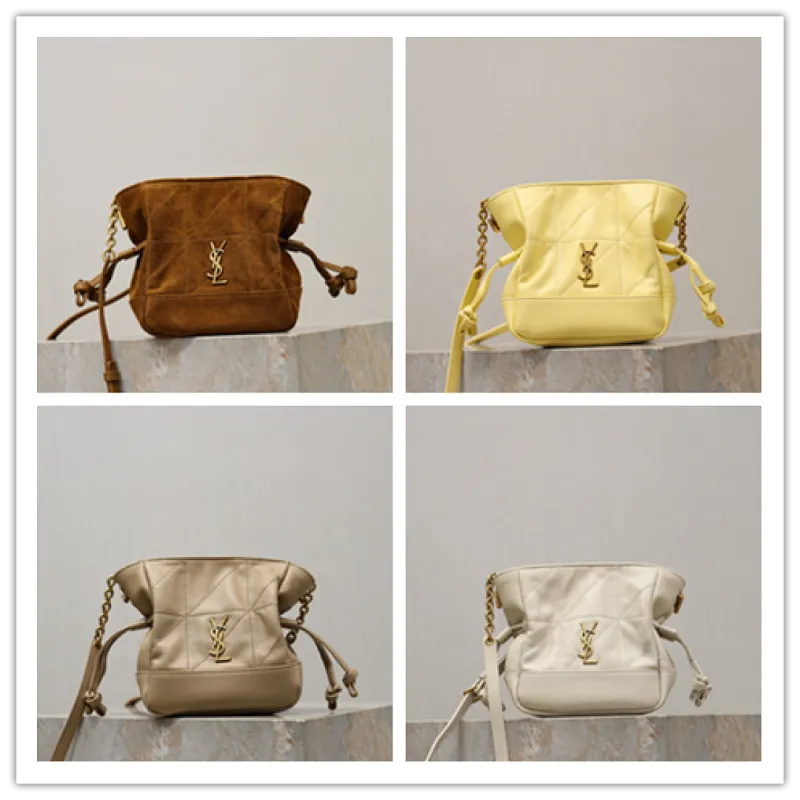 Saint Laurent Jamie Mini Crossbody Bag (859174) - Lambskin Leather, Drawstring Closure, 14.5×15.5×8cm #A59989