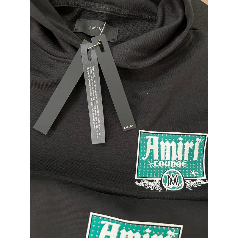 AMIRI Black Hoodie With Retro Lounge Graphic And Hollywood CA Details #A54288