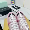Chanel Denim Suede Calfskin Neon Orange CC Logo Trainers #A53211