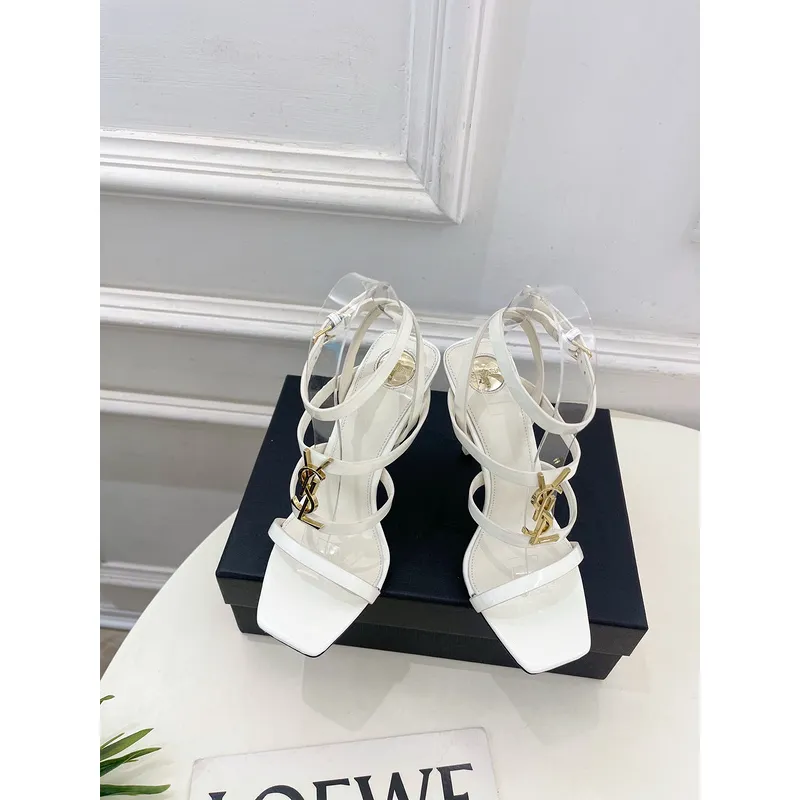 YSL Shoes for Womens Stunning YSL Yellow Patent Leather Strappy High - Heel Sandals Heel height:10.5cm #A54191
