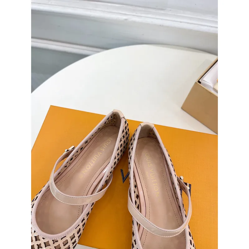 Louis Vuitton Shoes for Womens ROMY Flat Hollow Ballet Apricot #A48737