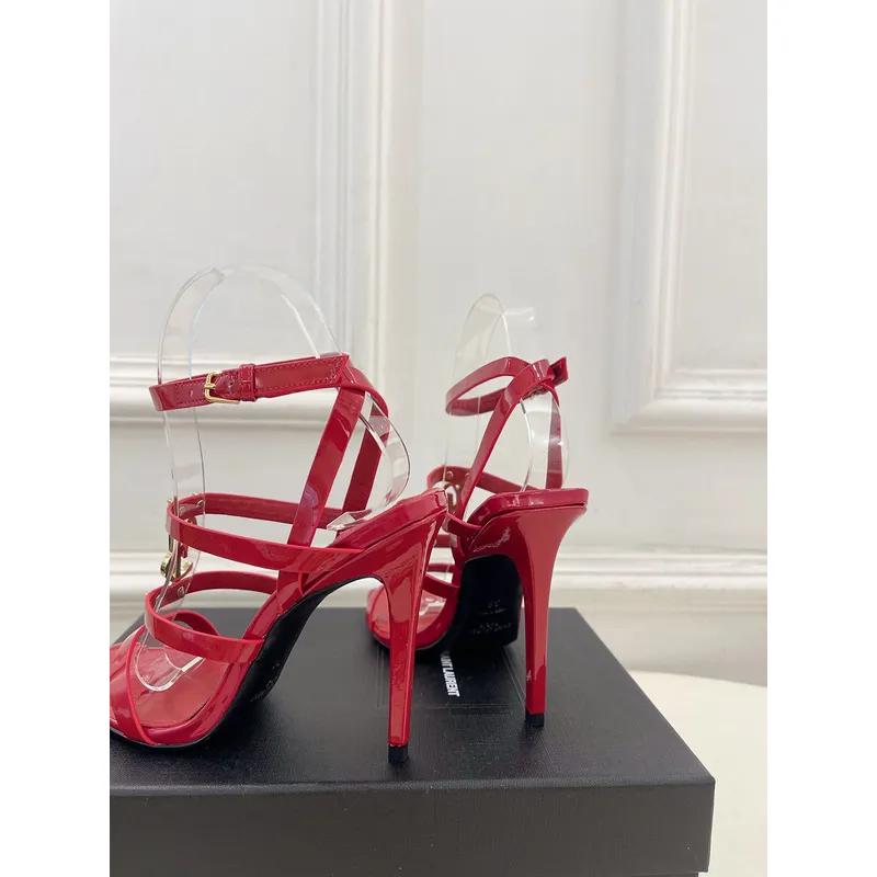 YSL Shoes for Womens Stunning YSL Yellow Patent Leather Strappy High - Heel Sandals Heel height:10.5cm #A54191