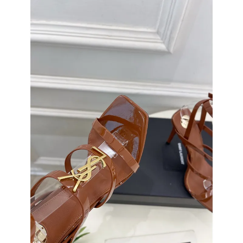 YSL Shoes for Womens Stunning YSL Yellow Patent Leather Strappy High - Heel Sandals Heel height:10.5cm #A54191