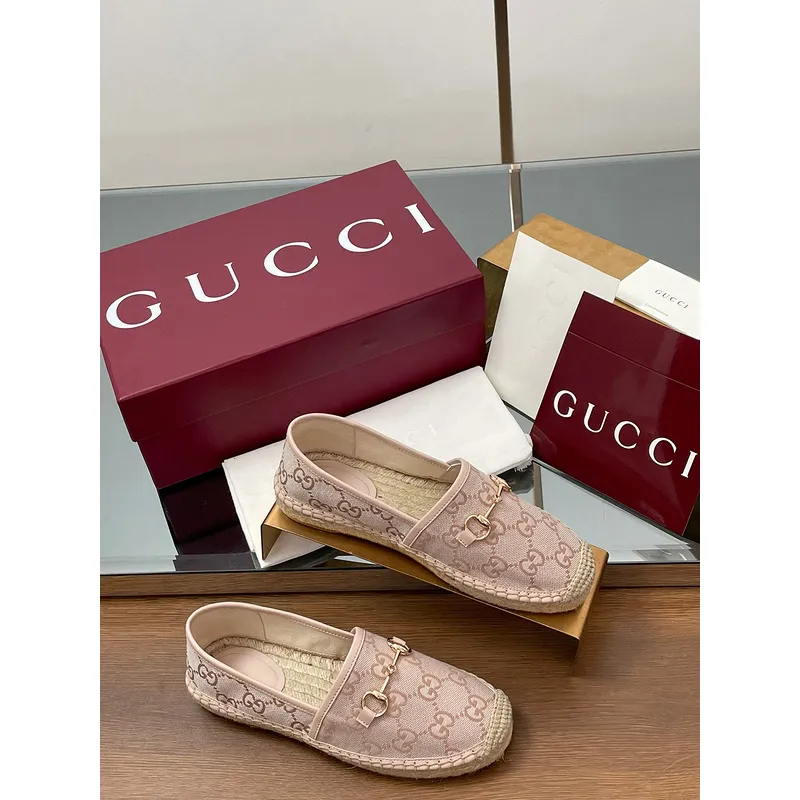 Gucci Shoes for Women Gucci Flats Horsebit GG Canvas espadrilles in burgundy #A49568