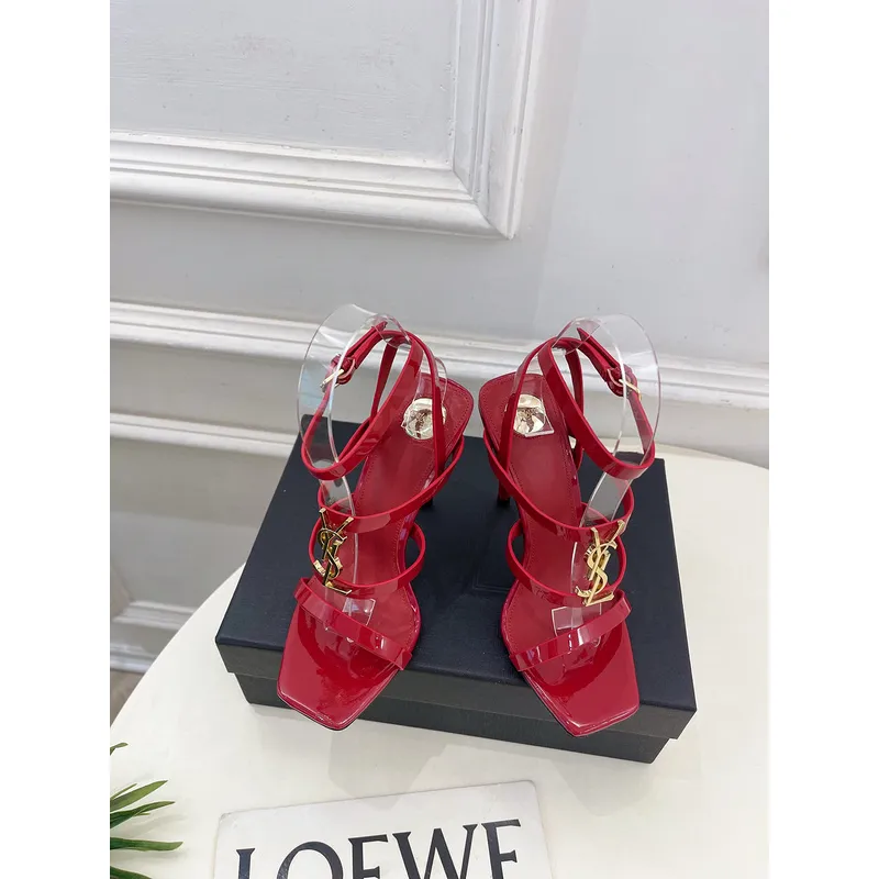 YSL Shoes for Womens Stunning YSL Yellow Patent Leather Strappy High - Heel Sandals Heel height:10.5cm #A54191