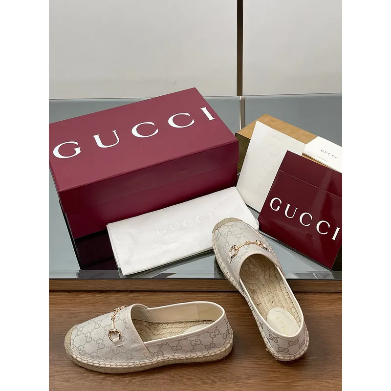 Gucci Shoes for Women Gucci Flats Horsebit GG Canvas espadrilles in burgundy #A49568