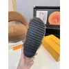 Louis Vuitton Cozy Fluffy Slippers with Leather Straps and Brand Embellishments #A54594