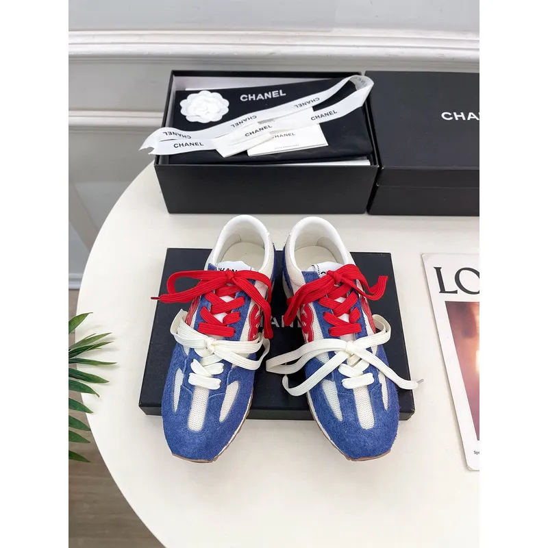 Chanel shoes for Womens Chanel Fabric and Suede Calfskin Sneakers #A54028