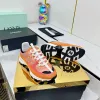 Chanel Denim Suede Calfskin Neon Orange CC Logo Trainers #A53211