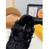 Louis Vuitton Cozy Fluffy Slippers with Leather Straps and Brand Embellishments #A54595 Louis Vuitton Cozy Fluffy Slippers with Leather Straps and Brand Embellishments #A54595