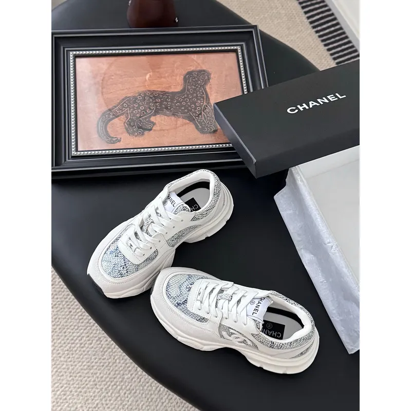 Chanel shoes for Womens Chanel Sneakers Tweed Suede Calfskin  #A54184