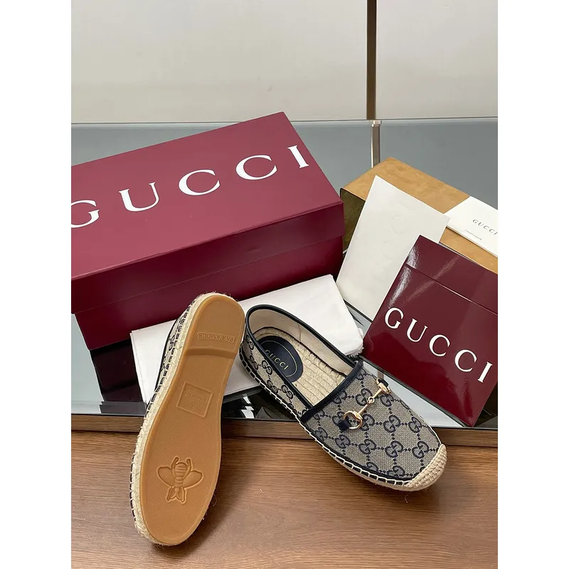 Gucci Shoes for Women Gucci Flats Horsebit GG Canvas espadrilles in burgundy #A49568