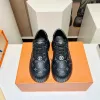 Louis Vuitton Black Sneakers: Patent Leather & Iconic LV Logo, Merging Luxury and Edge Black/White/Brown #A54199