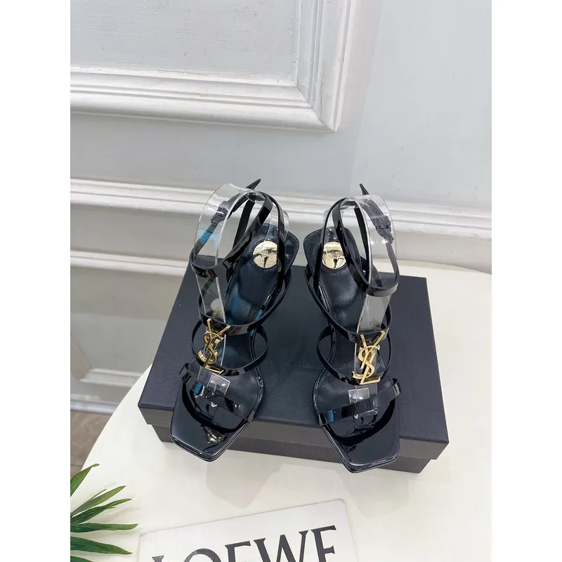 YSL Shoes for Womens Stunning YSL Yellow Patent Leather Strappy High - Heel Sandals Heel height:10.5cm #A54191