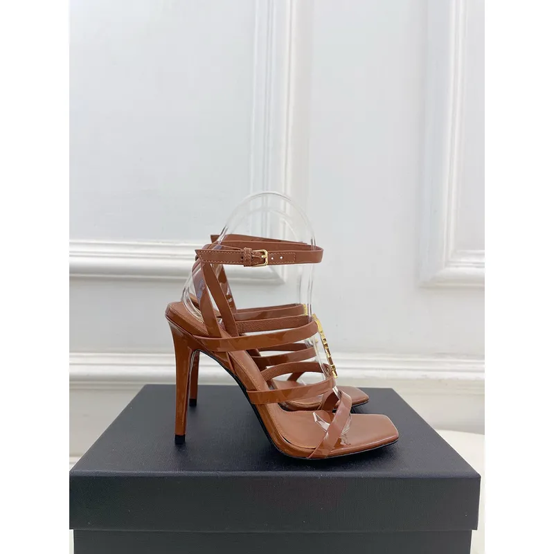 YSL Shoes for Womens Stunning YSL Yellow Patent Leather Strappy High - Heel Sandals Heel height:10.5cm #A54191