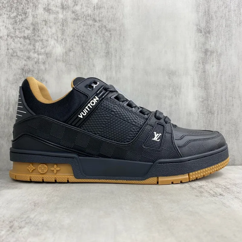 Louis Vuitton Black Leather Low Top Sneakers for Men and Women #A54332