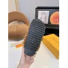 Louis Vuitton Cozy Fluffy Slippers with Leather Straps and Brand Embellishments #A54593