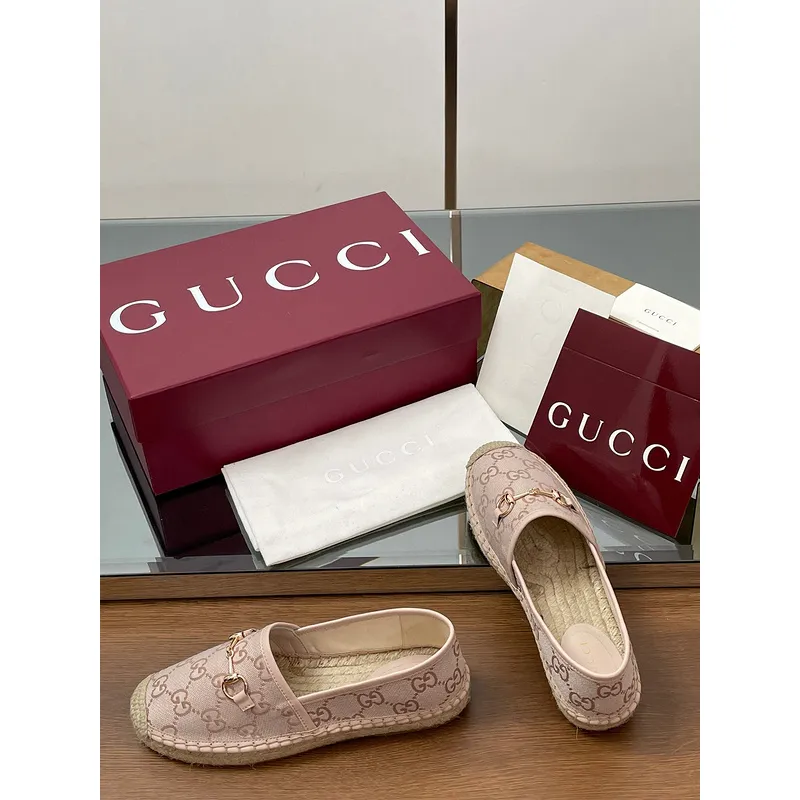 Gucci Shoes for Women Gucci Flats Horsebit GG Canvas espadrilles in burgundy #A49568