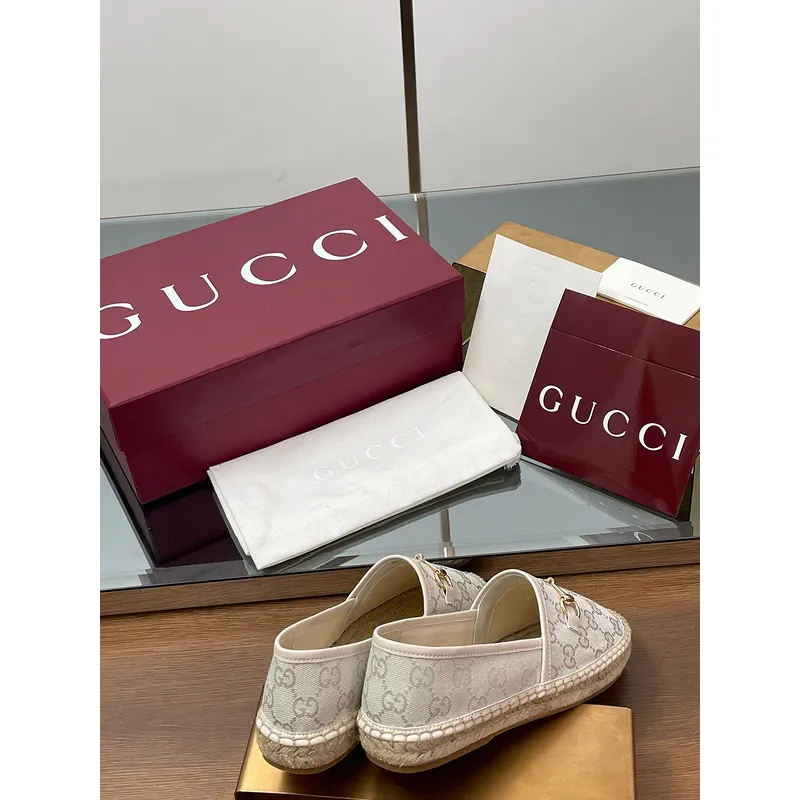 Gucci Shoes for Women Gucci Flats Horsebit GG Canvas espadrilles in burgundy #A49568