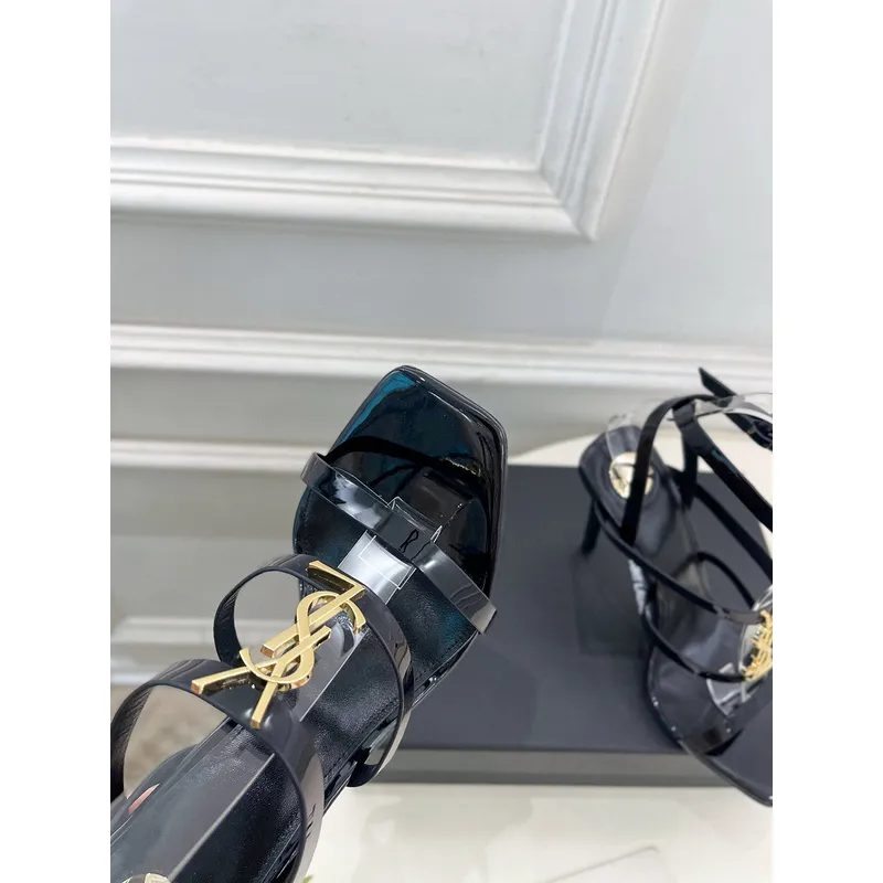 YSL Shoes for Womens Stunning YSL Yellow Patent Leather Strappy High - Heel Sandals Heel height:10.5cm #A54191
