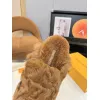 Louis Vuitton Cozy Fluffy Slippers with Leather Straps and Brand Embellishments #A54593