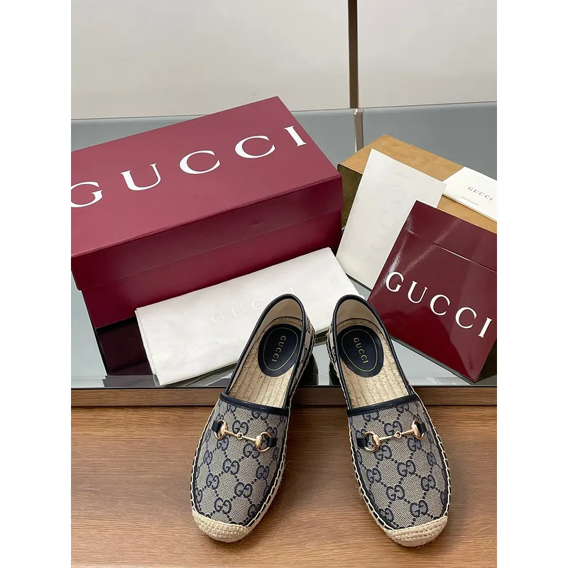 Gucci Shoes for Women Gucci Flats Horsebit GG Canvas espadrilles in burgundy #A49568