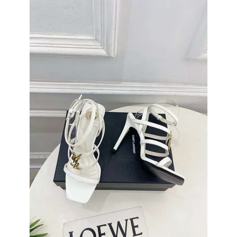 YSL Shoes for Womens Stunning YSL Yellow Patent Leather Strappy High - Heel Sandals Heel height:10.5cm #A54191