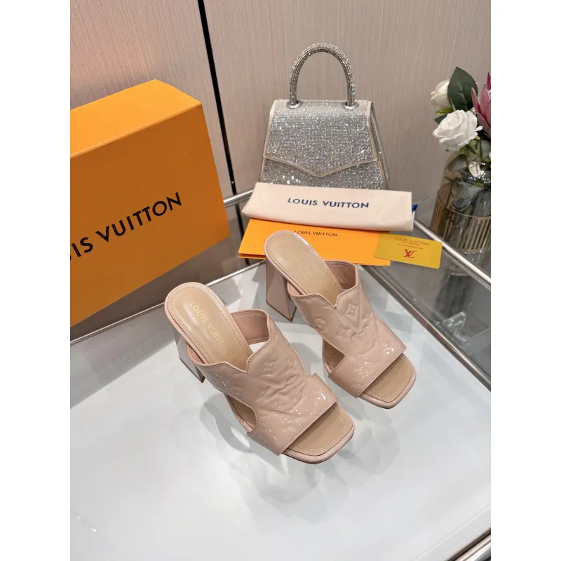 Louis Vuitton Shoes for Womens Louis Vuitton Slippers Heel height:9cm #A60939 Louis Vuitton Shoes for Womens Louis Vuitton Slippers Heel height:9cm #A60939