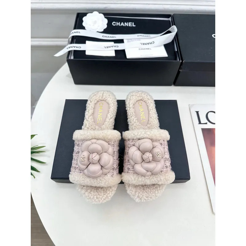 Chanel shoes for Womens Camellia Platform Slippers Heel Height:4cm #A54029