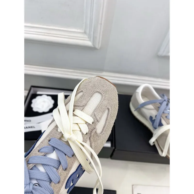 Chanel shoes for Womens Chanel Fabric and Suede Calfskin Sneakers #A54028