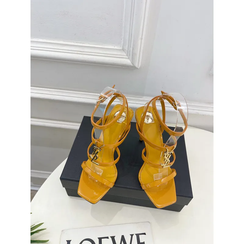 YSL Shoes for Womens Stunning YSL Yellow Patent Leather Strappy High - Heel Sandals Heel height:10.5cm #A54191
