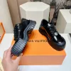 Louis Vuitton Black Sneakers: Patent Leather & Iconic LV Logo, Merging Luxury and Edge Black/White/Brown #A54199