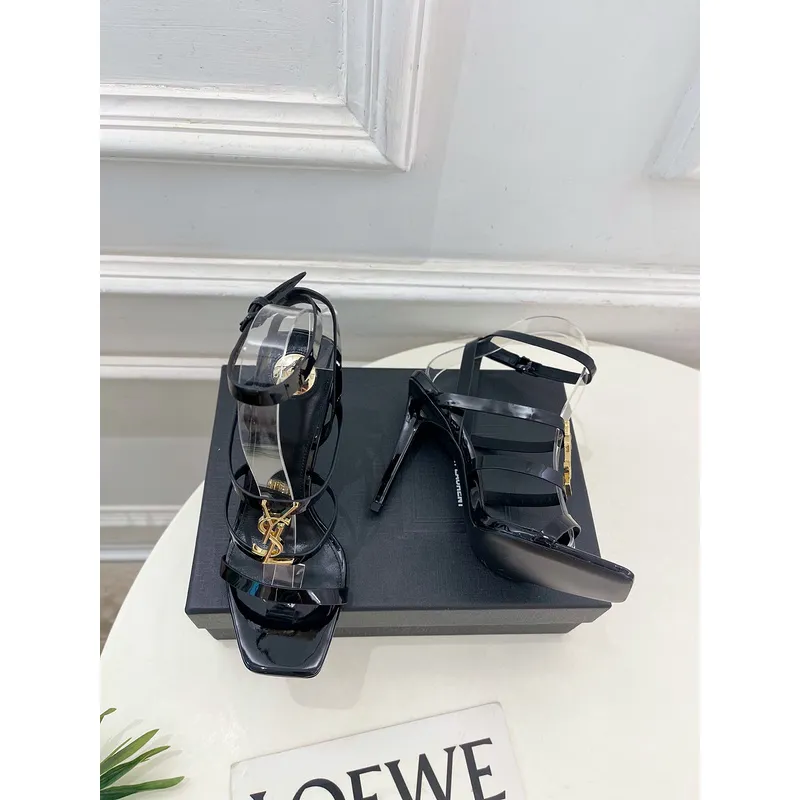 YSL Shoes for Womens Stunning YSL Yellow Patent Leather Strappy High - Heel Sandals Heel height:10.5cm #A54191