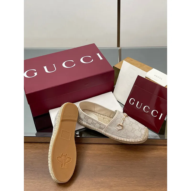 Gucci Shoes for Women Gucci Flats Horsebit GG Canvas espadrilles in burgundy #A49568