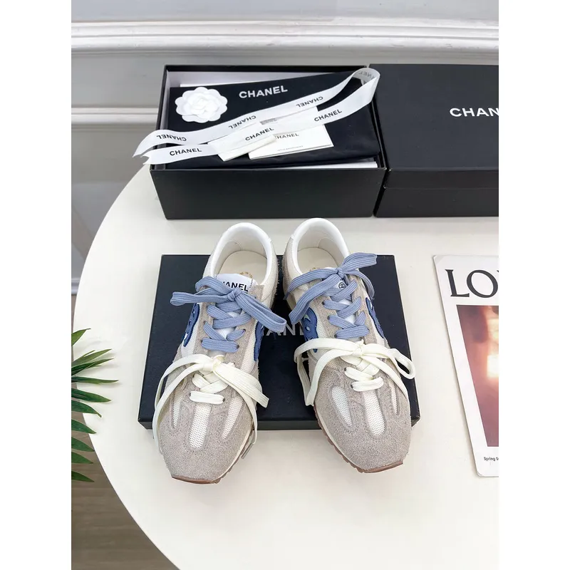 Chanel shoes for Womens Chanel Fabric and Suede Calfskin Sneakers #A54028