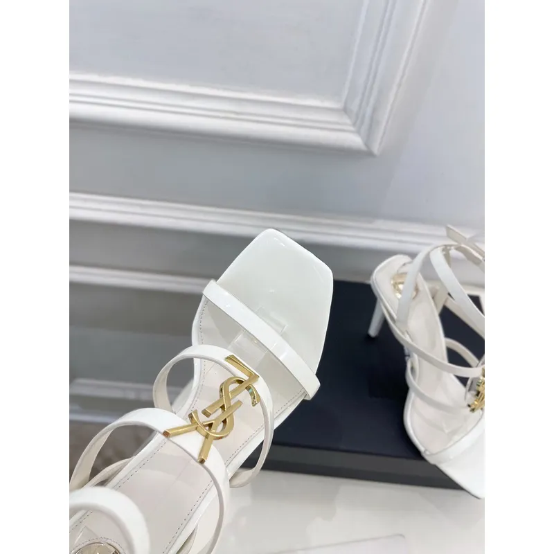 YSL Shoes for Womens Stunning YSL Yellow Patent Leather Strappy High - Heel Sandals Heel height:10.5cm #A54191