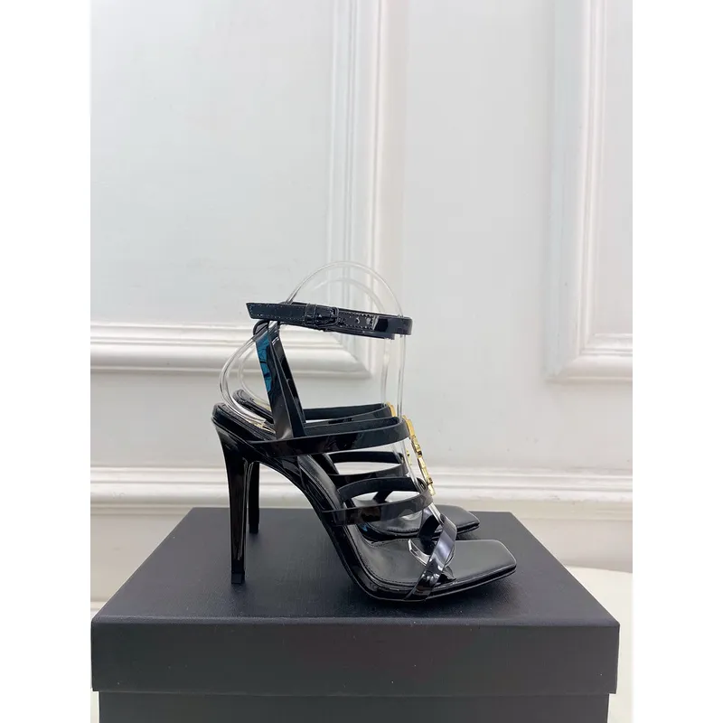 YSL Shoes for Womens Stunning YSL Yellow Patent Leather Strappy High - Heel Sandals Heel height:10.5cm #A54191