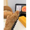Louis Vuitton Cozy Fluffy Slippers with Leather Straps and Brand Embellishments #A54593