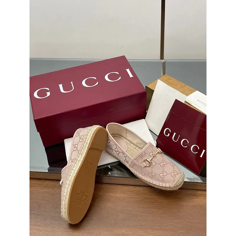 Gucci Shoes for Women Gucci Flats Horsebit GG Canvas espadrilles in burgundy #A49568