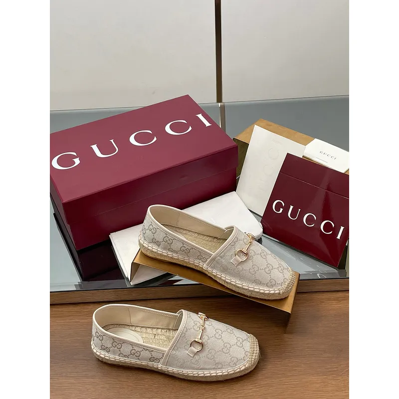 Gucci Shoes for Women Gucci Flats Horsebit GG Canvas espadrilles in burgundy #A49568