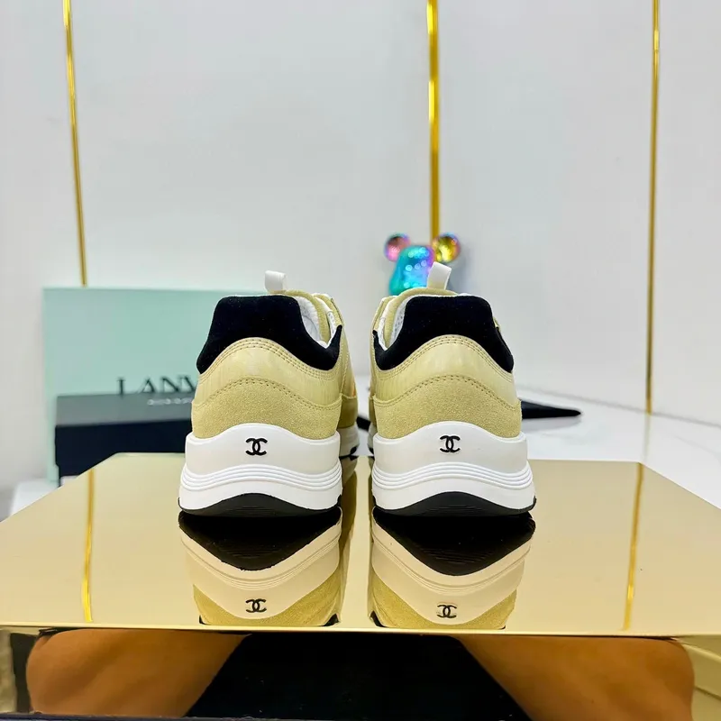 Chanel Denim Suede Calfskin Neon Orange CC Logo Trainers #A53211